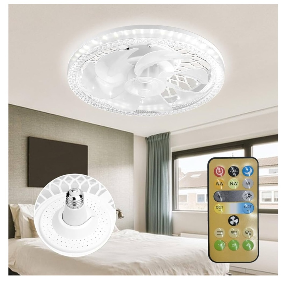 Modern White Ceiling Fan with Remote